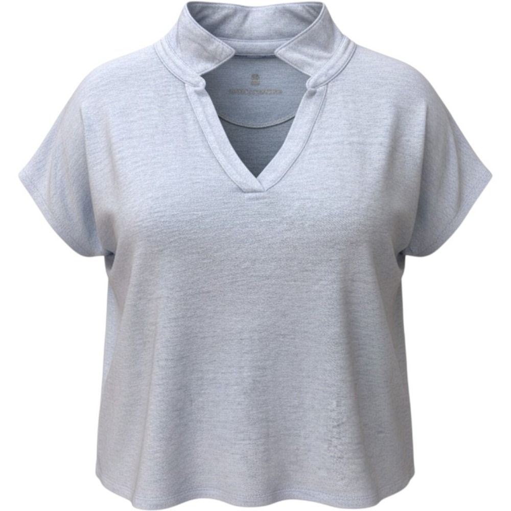 Tommy Bahama Blue 100% Linen Split Neck Cap Sleeve Knit Top Soft Womens Medium